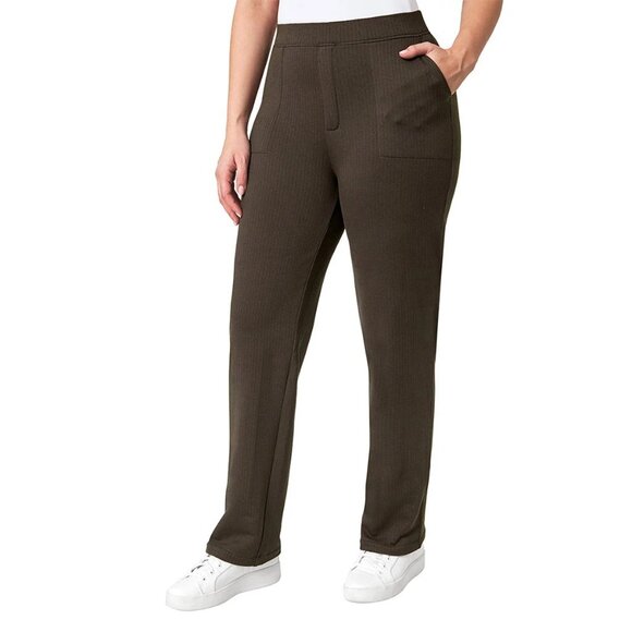 MONDETTA Womens Brown Herringbone Straight Leg Pants Size Medium NWT - Picture 1 of 6
